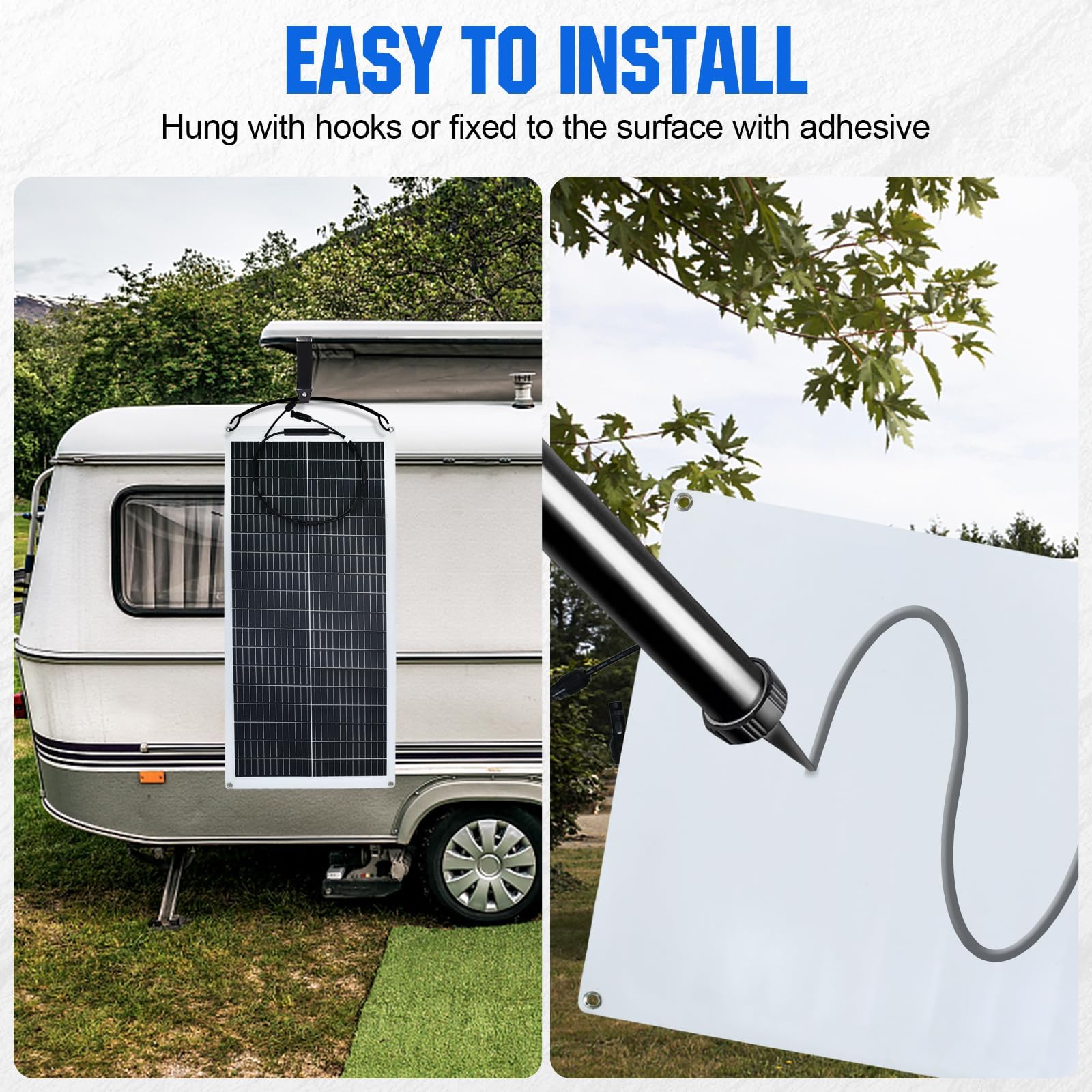 ECO-WORTHY 100W 12V Solarpanel Flexibel Monokristallines Solarpanel, Solarmodul mit Ladekabel für Wohnmobil Auto Boot 12V Batterien