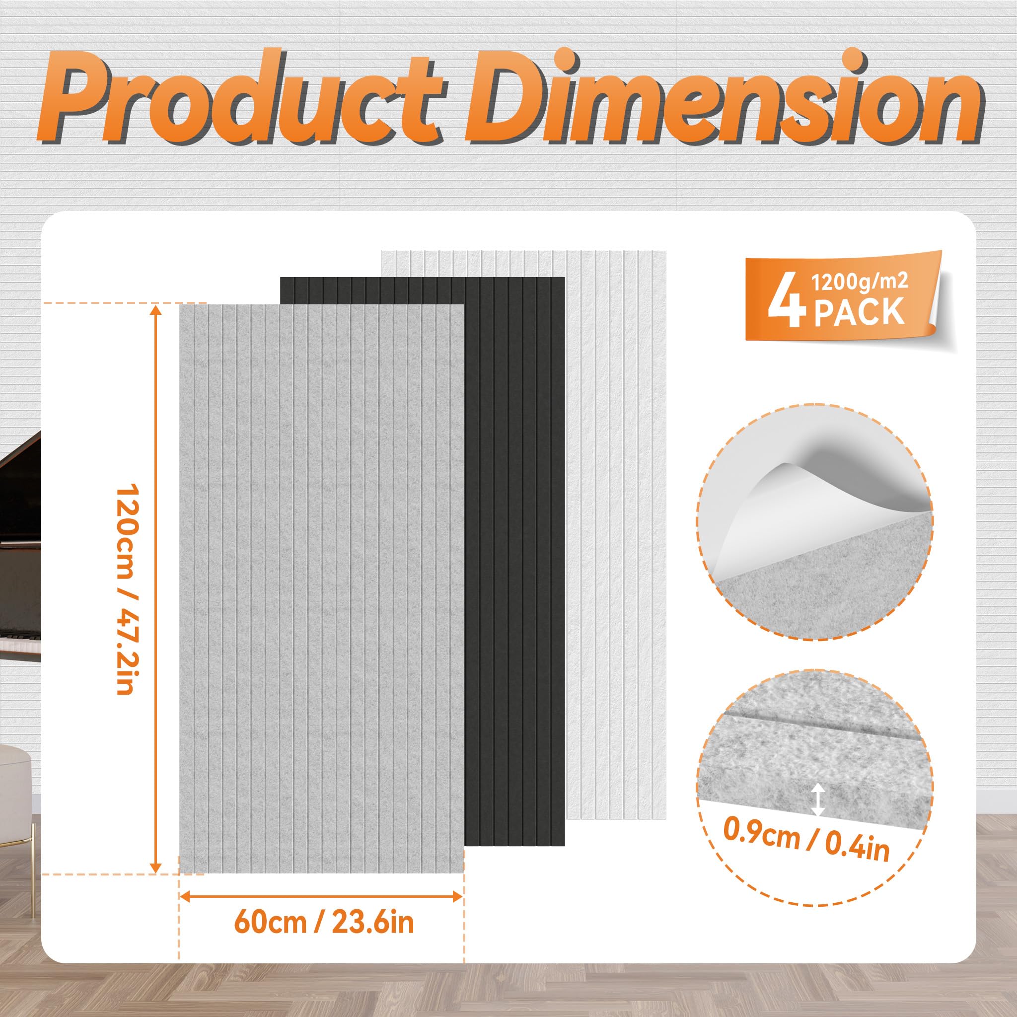Froadp Akustyczne panele ścienne 3D, samoprzylepne, białe, 8 sztuk, 120 x 60 cm, panele akustyczne, izolacja akustyczna, dekoracja ścienna, kino domowe, do biura