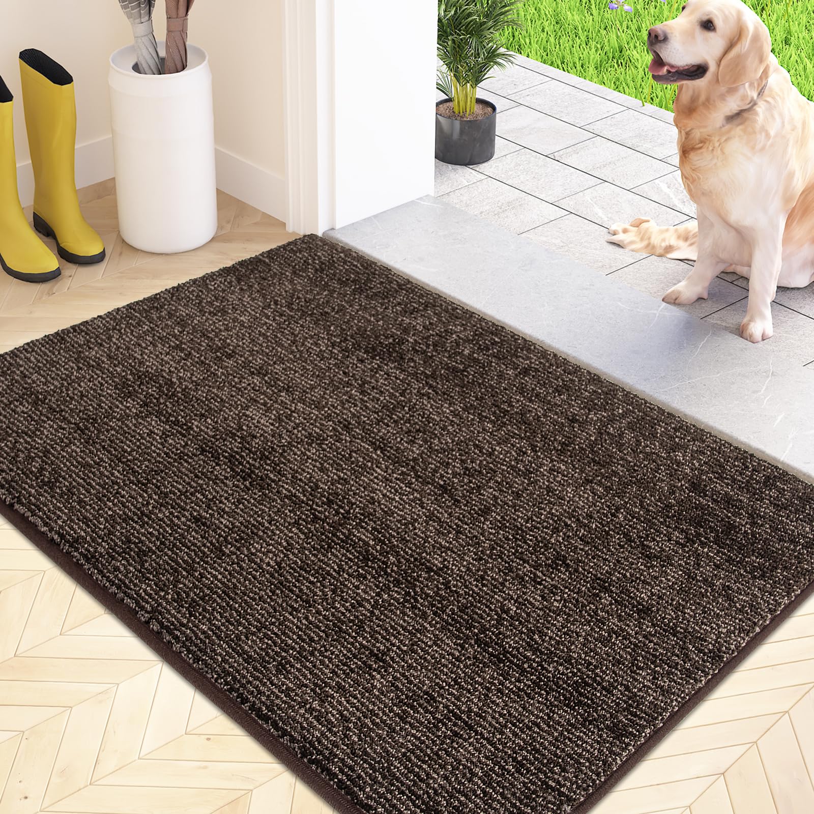 FCSDETAIL Dirt Trapper Indoor Door Mat 60 x 90 cm, Machine Washable Entrance Rug, Dog Doormat, Non-slip Inside Floor Mat for Entryway, Muddy Shoes & Paws — image 1