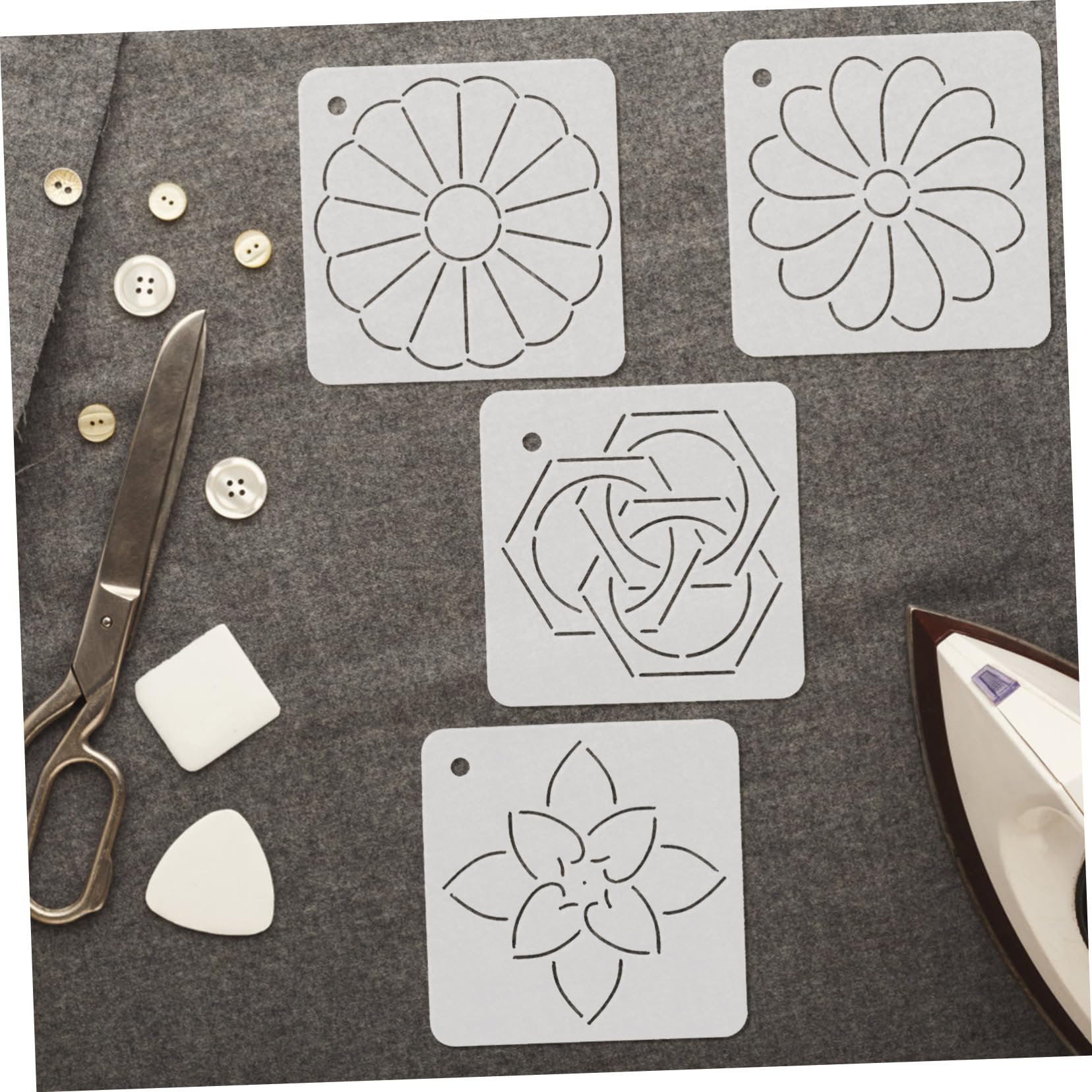 Tofficu 12piezas Plantillas De Acolchado Acrílico Para y Costura De Dibujo y Patchwork Accesorios Versátiles Para Manualidades