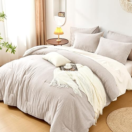 Juego de edredón tamaño King, juego de edredón de teñido catiónico para todas las estaciones, suave y ligero de 7 piezas con edredón, funda de