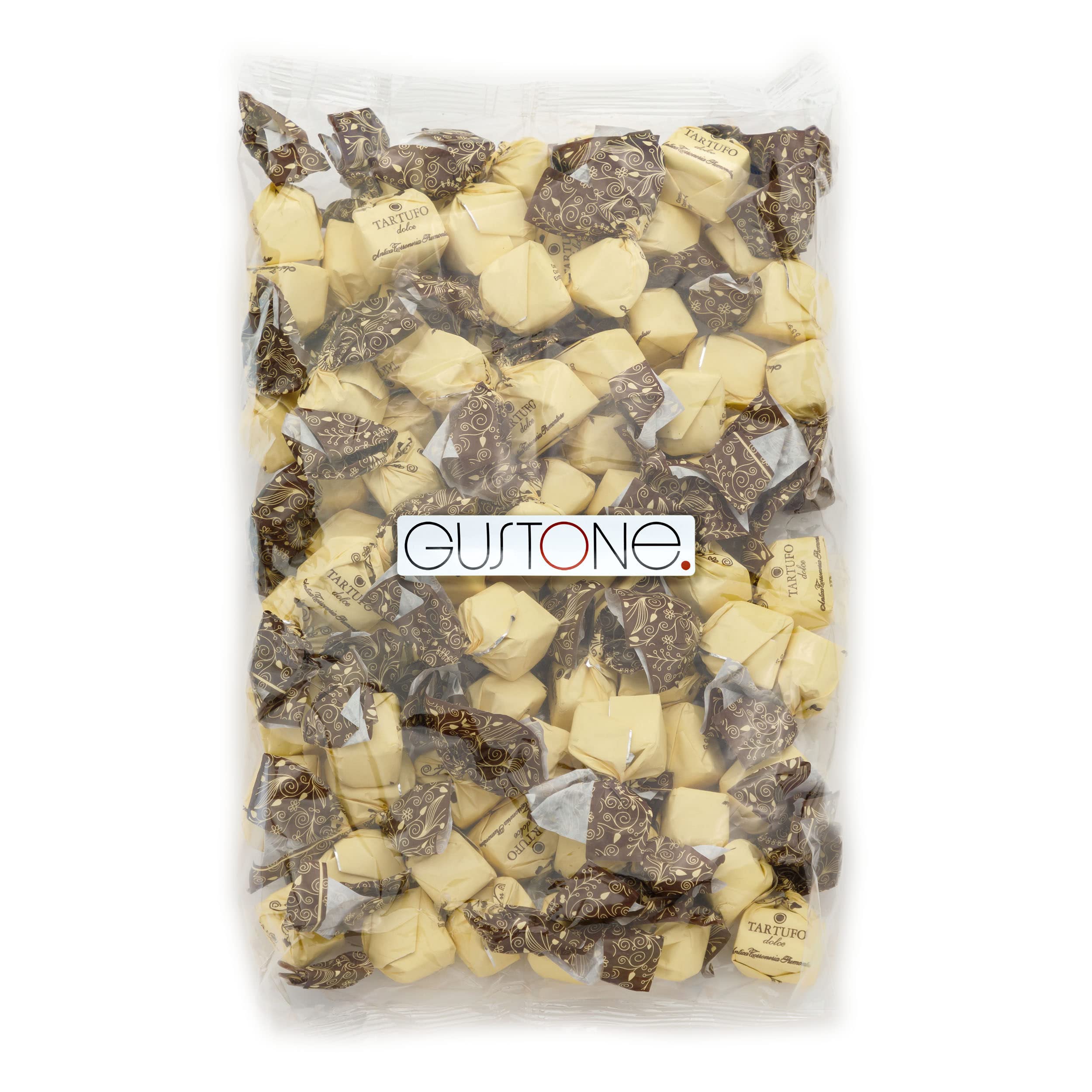 GUSTONE. Tartufi dolci nero | 70 Stück je 14g | Antica Torroneria Piemontese | Trüffel-Praline Zartbitterschokolade und Piemont Haselnüssen | 1kg Großpackung als Geschenk
