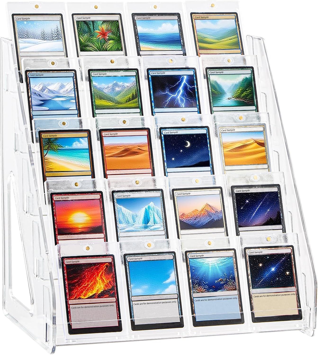 DEEIF 2 Pack Acrylic Trading Card Display Stand, 5-Tier Clear Shelf Holds Up to 40 Cards, 12" Wide Card Holder for Top loaders & Magnetic Cases, Large Storage for TCG, MTG Cards