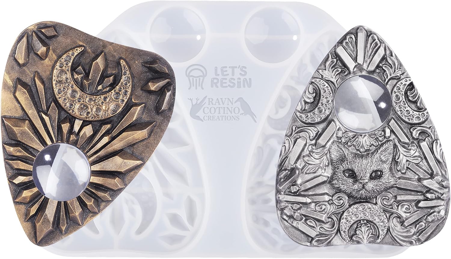 LET'S RESIN X Ravn Cotino Crescent Cat Planchette Resin Molds, Silicone Planchette Molds for Resin Craft, Spirit Epoxy Resin Molds Silicone for Decoration, Board Game