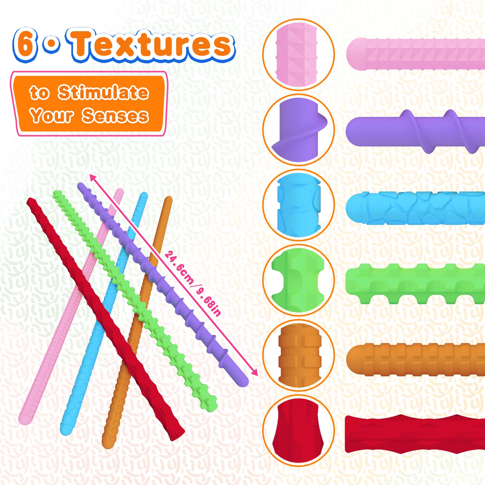 Legami Anti Stress 16 Jouets Sensoriels Anti-Stress - Bandes Texturées En Silicone - Pour Enfants Et Adultes - Autisme, Apaisement Libri Per Bambini Autistici