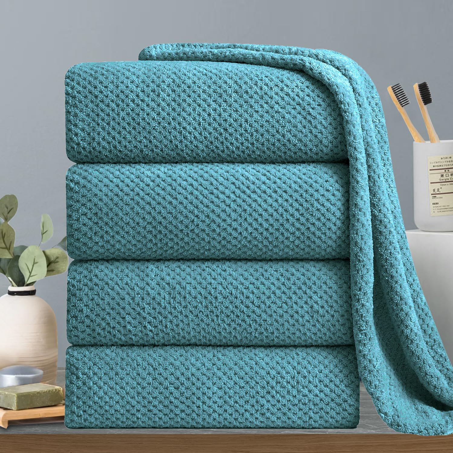 Hailea Extra Large Bath Towels Set 35x70 Inches - Aqua Luxury 600 GSM Oversized Bath Sheet Towel,Ultra Soft Microfiber - Quick Dry,Highly Absorbent