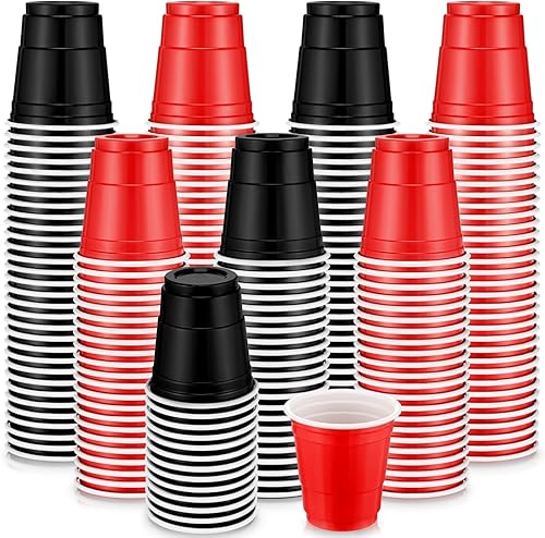 Dandat Paquete de 200 vasos de plástico de 2 onzas, vasos de plástico desechables para barbacoa, fiesta de Navidad, degustaciones, muestras de