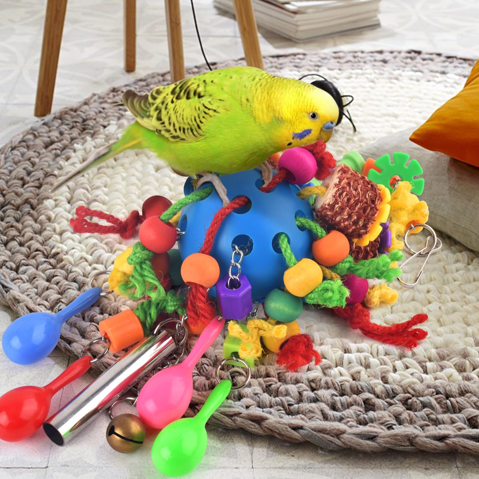 KATUMO Parrot Toys, Parakeet Foraging Shredder Hanging Toys Bird Ball Treats for Conure Mini Macaw Cockatiel Lovebird Small-Medium Birds - image 5