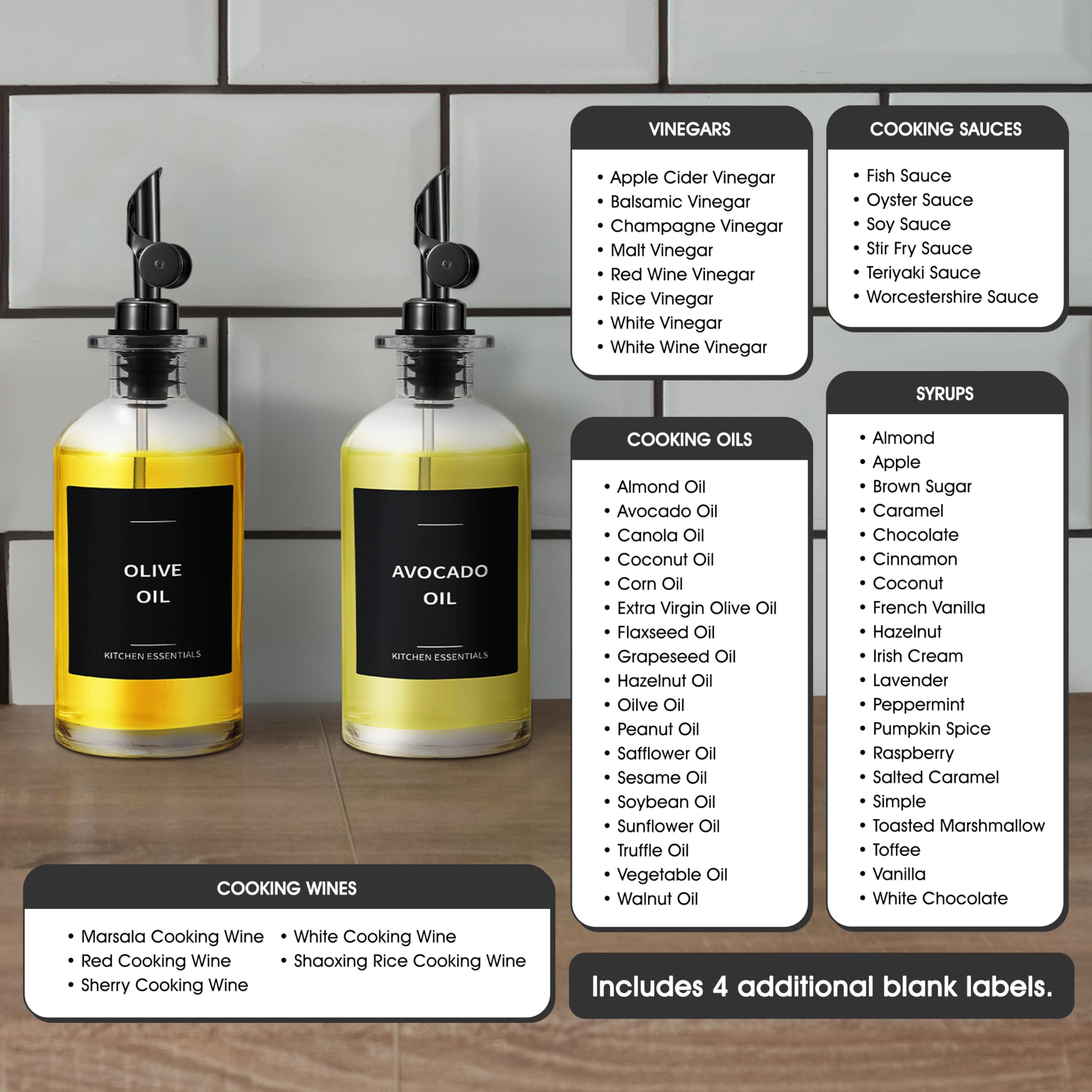 Spaceneat Etiquetas adhesivas esenciales de cocina (negro, todas las etiquetas de cocina (61 unidades))