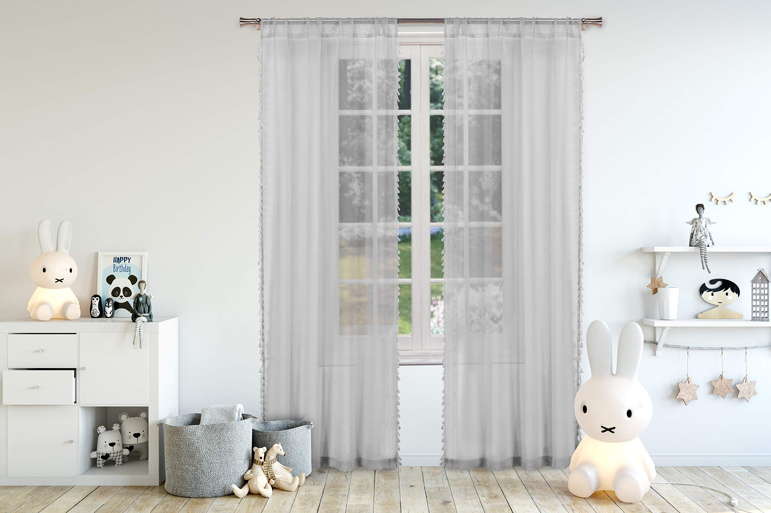 Lala + BashDolly Fire Retardant Curtains Set, 54x84, White