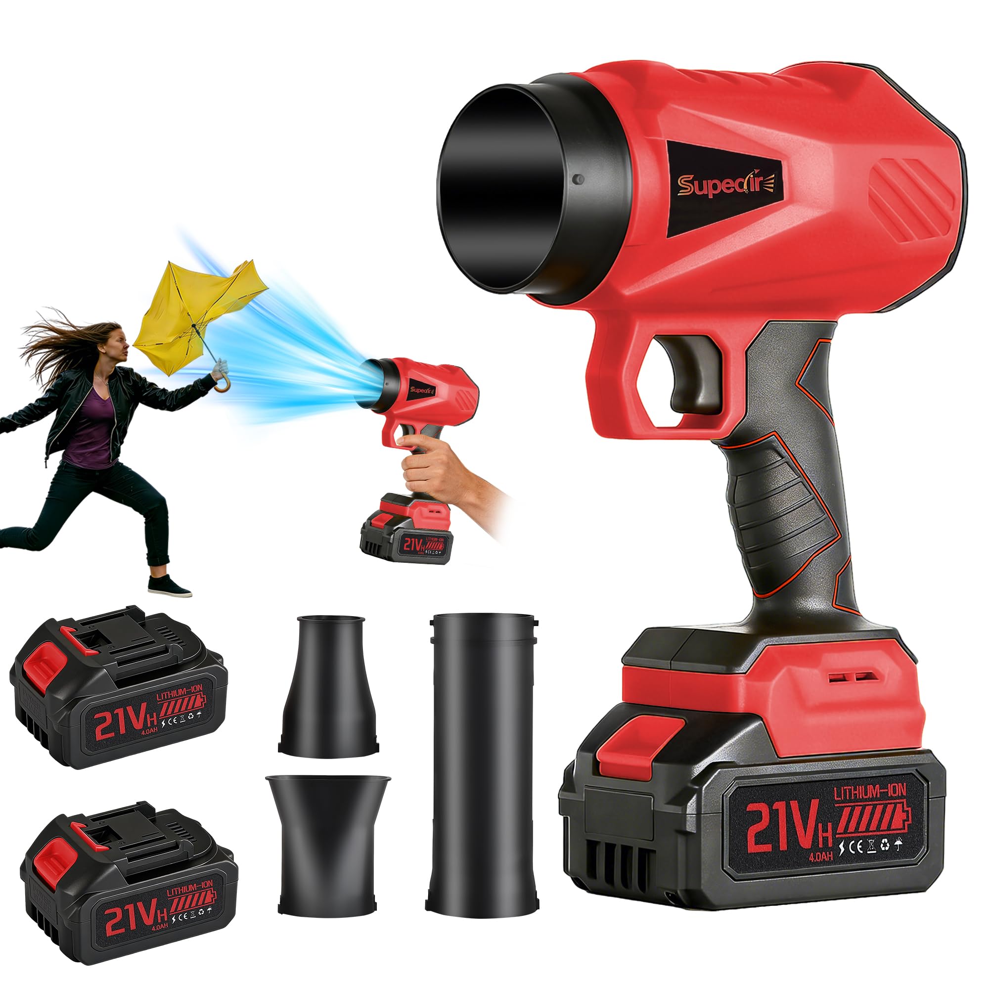 Electric Cordless Leaf Blower 20V – 2×4.0Ah Batteries Included