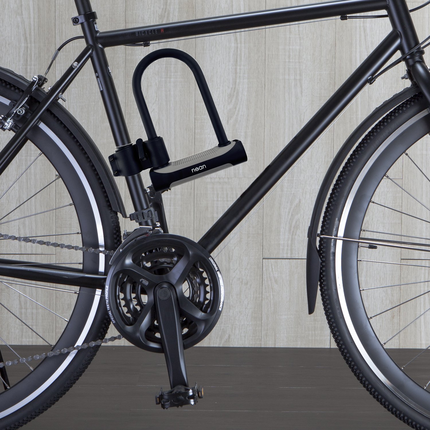 Cadenas Nean à anse pour vélo et moto, en acier massif - Avec un support et 2 clés - 180 x 245 mm