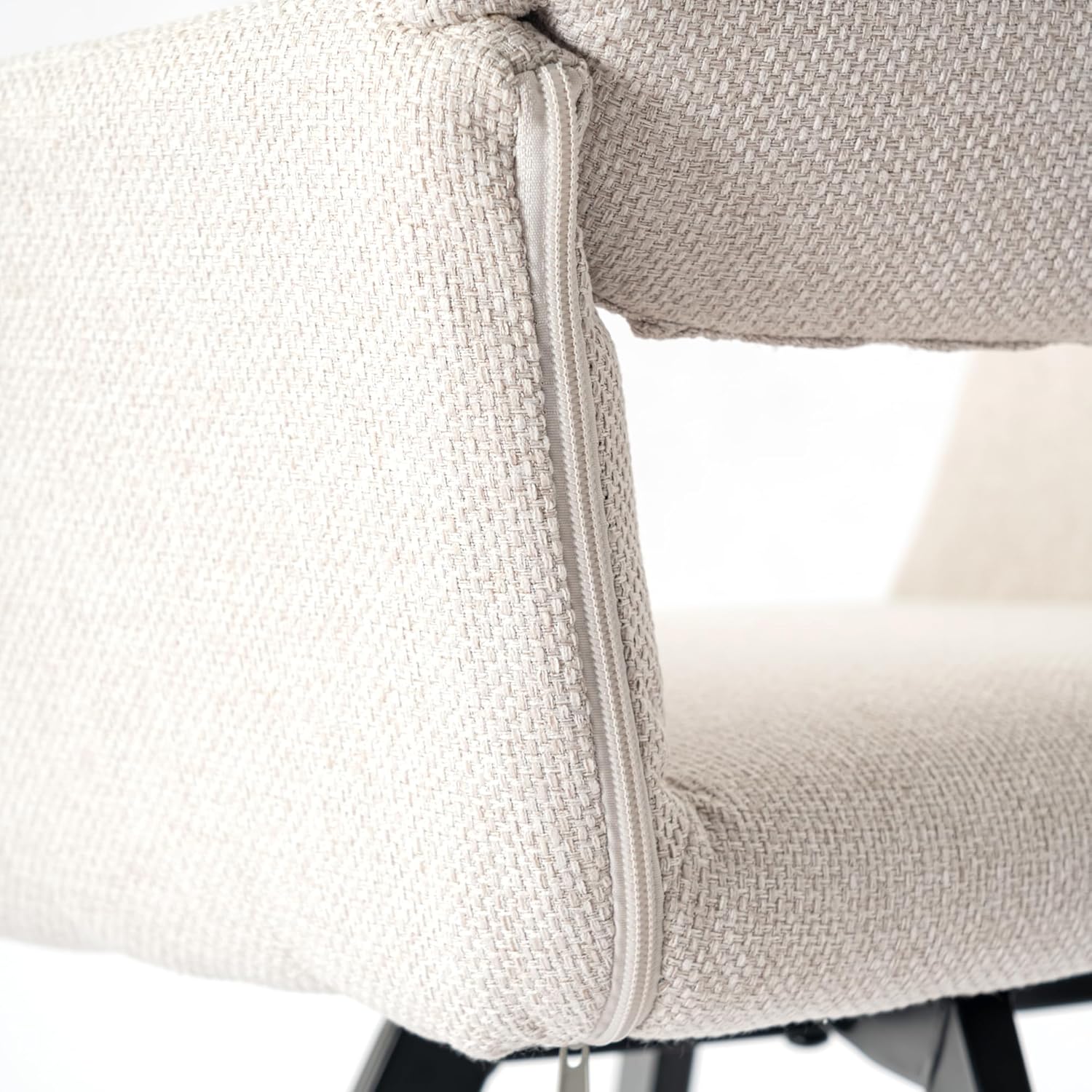 39F Furniture Dream Set of 2 Retro Vintage Dining Chairs Armchair Upholstered Fabric Seat Metal Legs for Kitchen Living Room Bedroom Office, Beige, 56x53x76.5cm 11