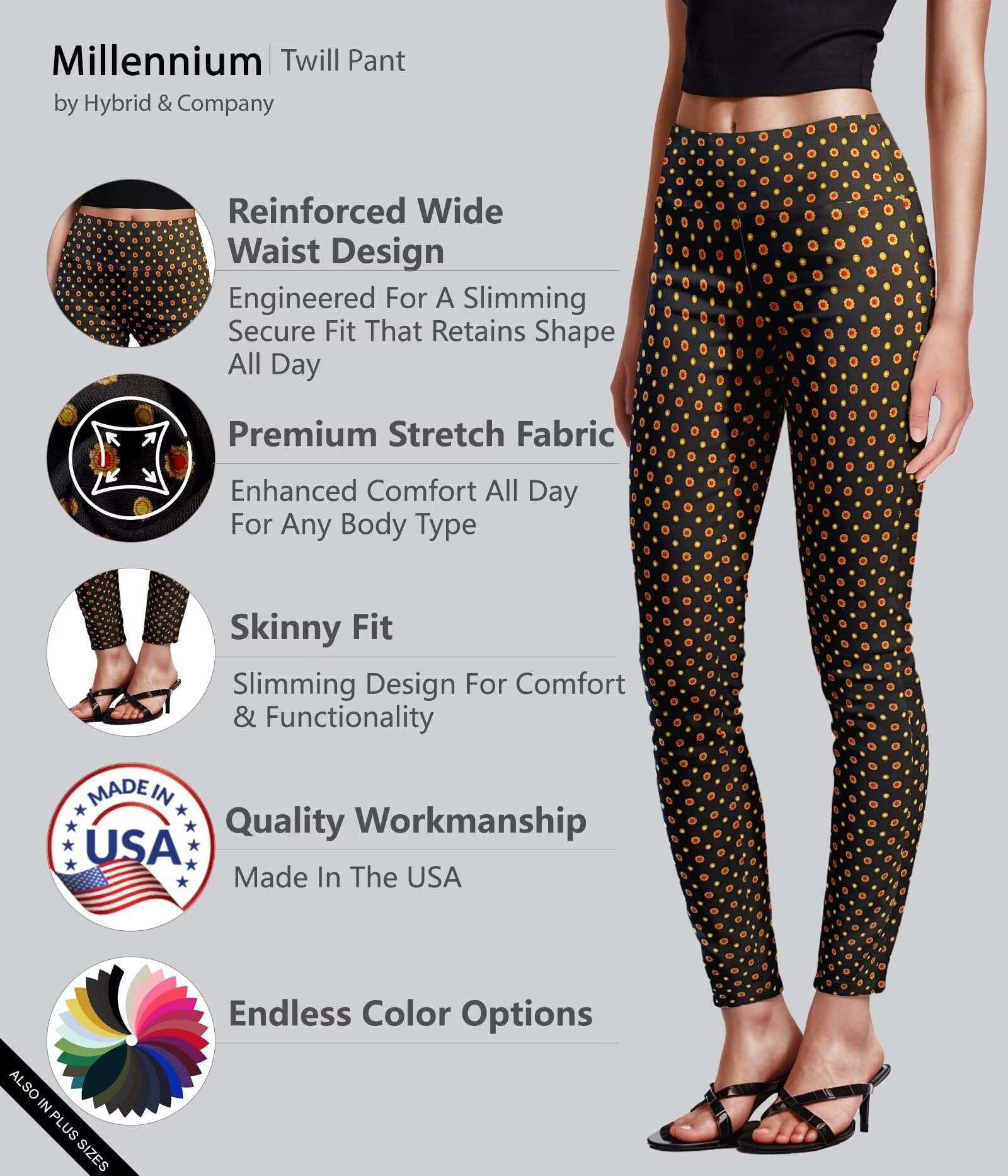 Hybrid & Company Super Comfy Stretch with Full Elastic Waist Pull On Millennium Twill Pant