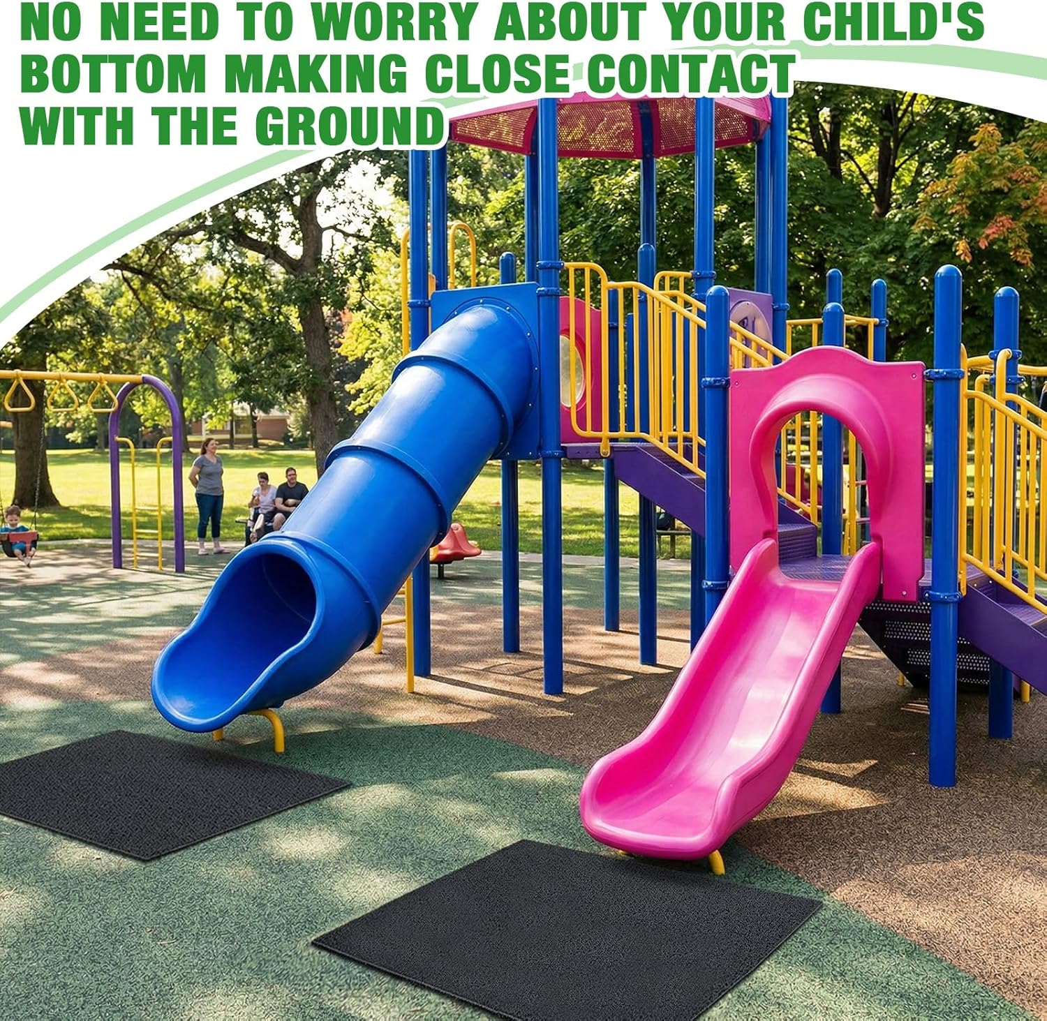 Nuanchu Playground Rubber Mat 48"x48", Heavy Duty Swing Set Mat, Shock Absorbing Slide Landing Pad, Non Slip Outdoor Safety for Playground, Backyard Playset