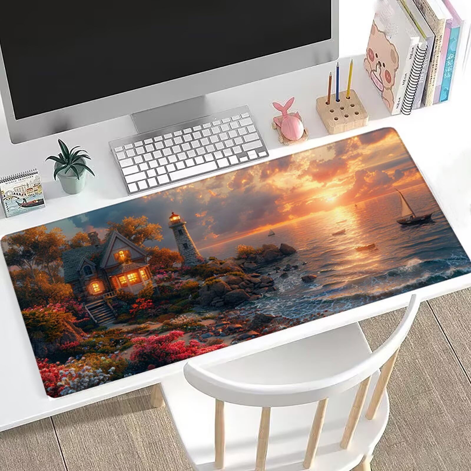 Podkładka pod mysz XXL 150 x 80 cm do gier reflektor pod ręką duży biurko, podkładka pod mysz ze stabilną antypoślizgową podstawą, podkładka pod mysz kabinową, akcesoria biurowe do pracy w domu