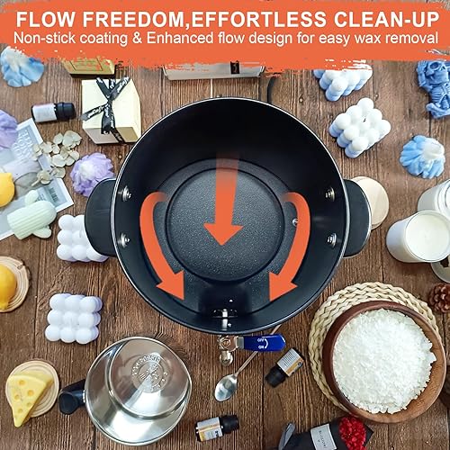 Miniatura 7 de Leerie Derretidor de cera digital de 12 libras para hacer velas, olla de fusión de cera de vela D6 con control preciso de temperatura y núcleo de