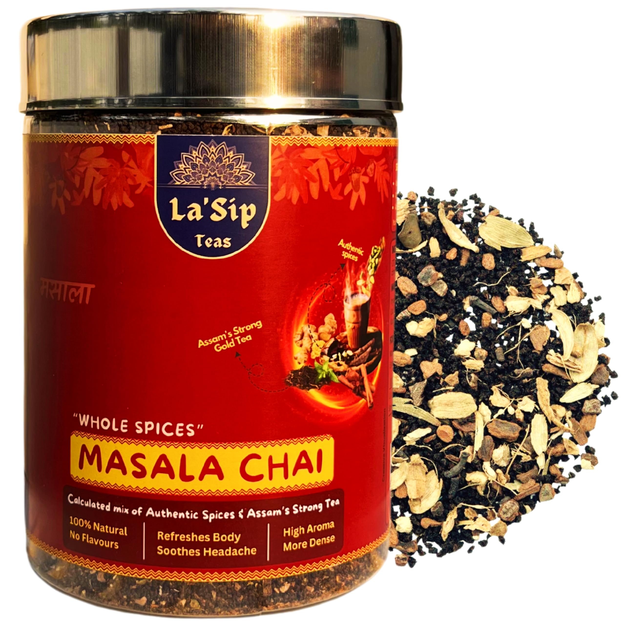 La'Sip - Masala Chai |500g| Refreshing Assam Tea | 100% Pure Spices | Premium Tea Leaves | Authentic Masala Chai Patti and chai masala