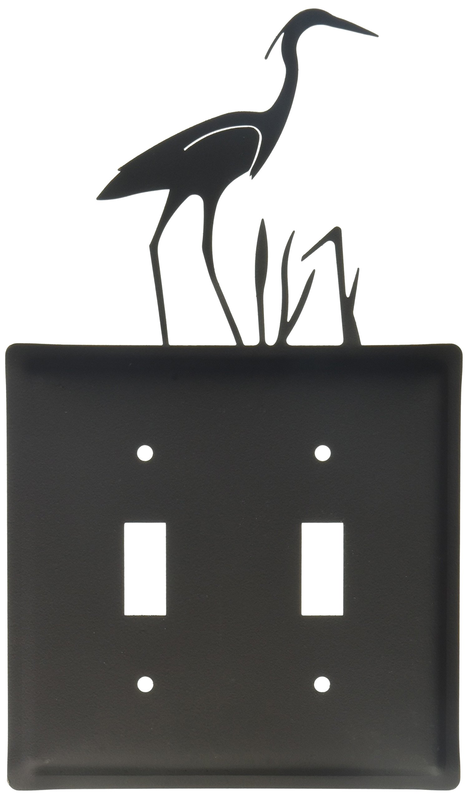 Village Wrought Iron8 Inch Heron Double Switch Cover, Black, H: 8 x W: 4.63 x D: 0.17