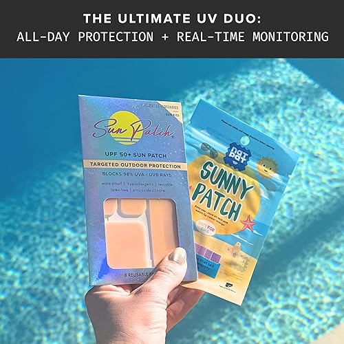 Miniatura 7 de Ahorra $10 cuadrados de protección UV Sun Patch + calcomanías de detección UV NATPAT SunnyPatch  Parches faciales reutilizables UPF 50+ +
