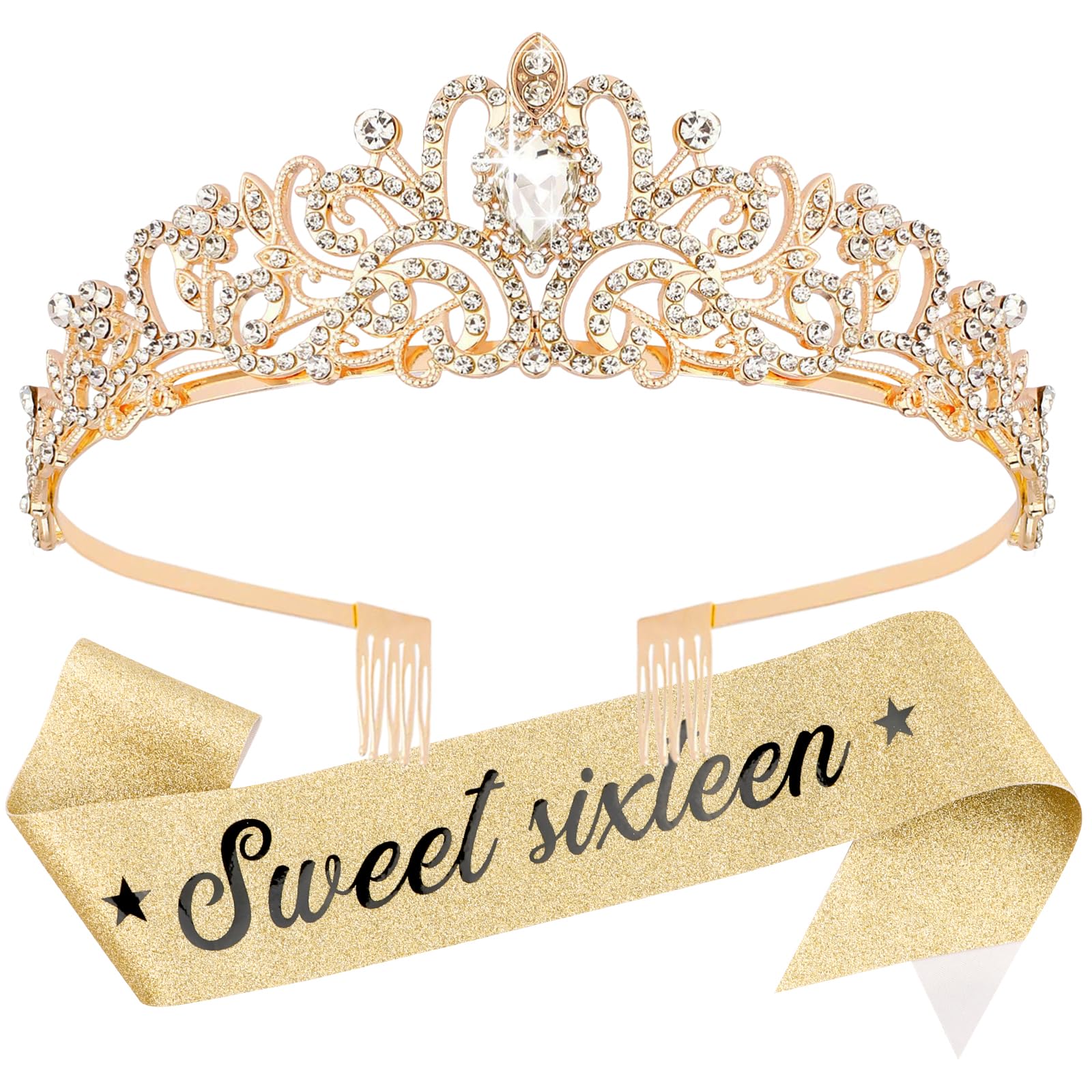 Amazon.com : KICOSY Sweet 16 Birthday Crown and Sash for 
