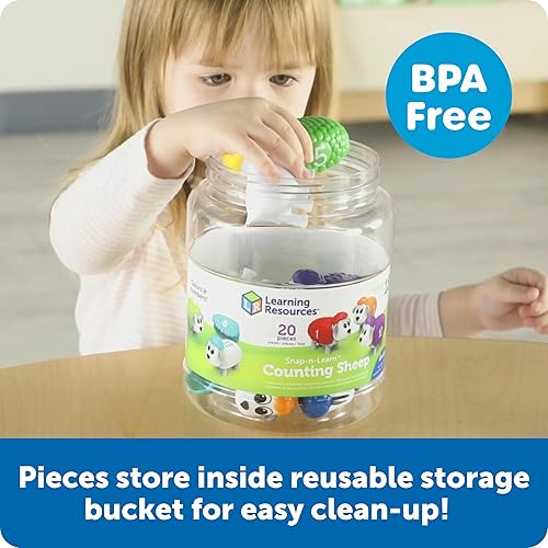 Miniatura 4 de Learning Resources Snap-n-Learn - 20 piezas para contar ovejas a partir de 18 meses, juguetes de aprendizaje para niños pequeños, juguetes de contar
