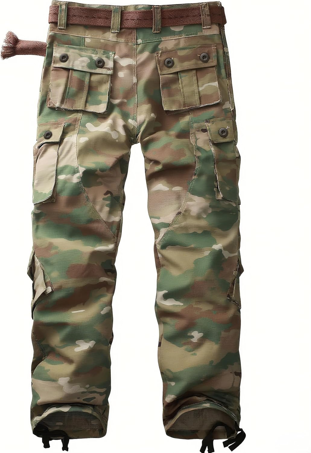 Men's Camo Cargo Work Pants Ripstop Lightweight Wild Army Military BDU Outdoor Trousers with 8 Pocktets (No Belt) - Image 3