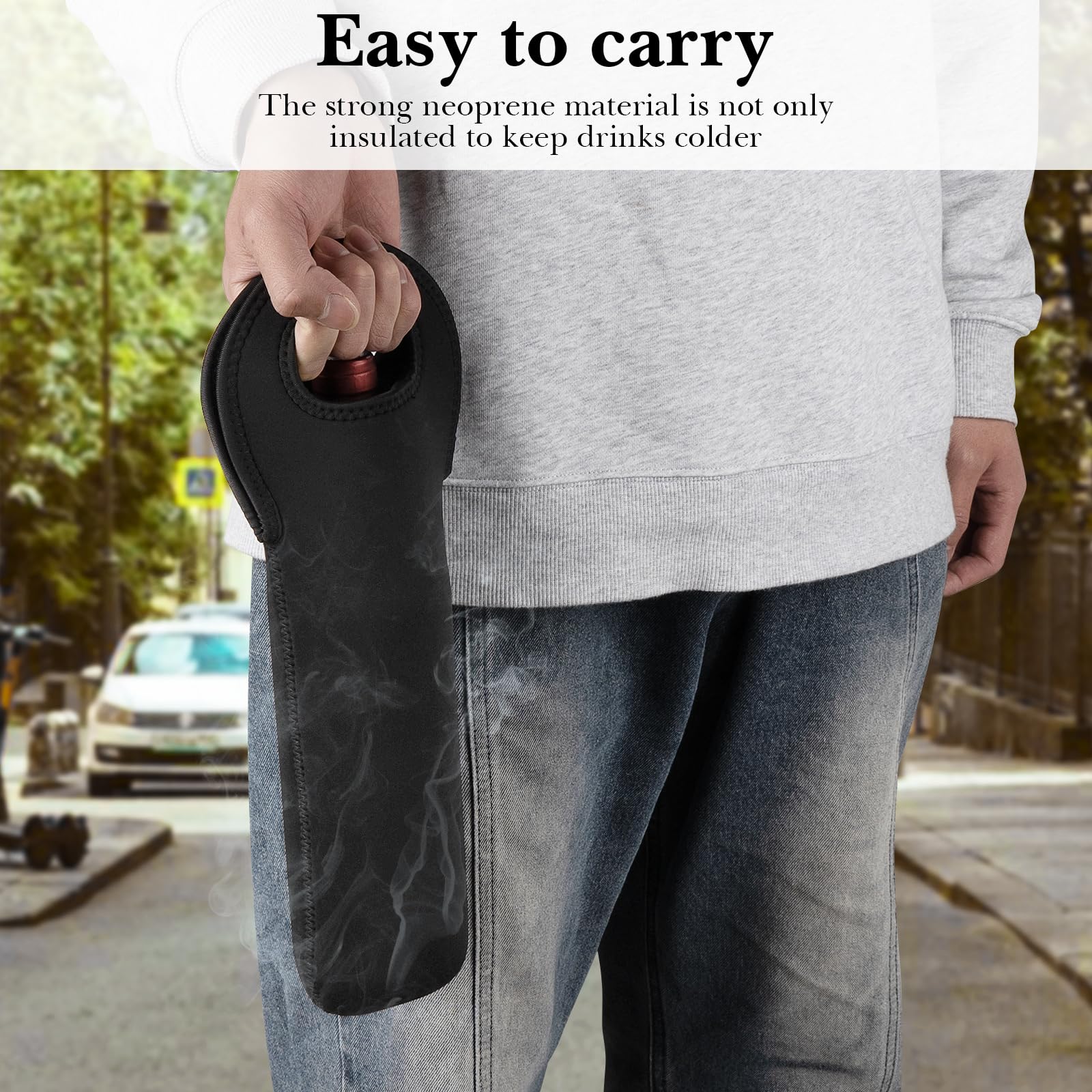 Leberna Borsa termica termica per bottiglie di vino, picnic, borsa termica con tracolla regolabile