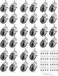 Roues à roulettes, 3" Roulettes pivotantes de verrouillage Ensemble de 4, 3/8"-16 x 1 (Diamètre de vis 3/8", longueur de vis 1") Roulettes, roulettes en caoutchouc 360 Degré Non Roulettes de roulette bruit, Roulette à tige avec frein