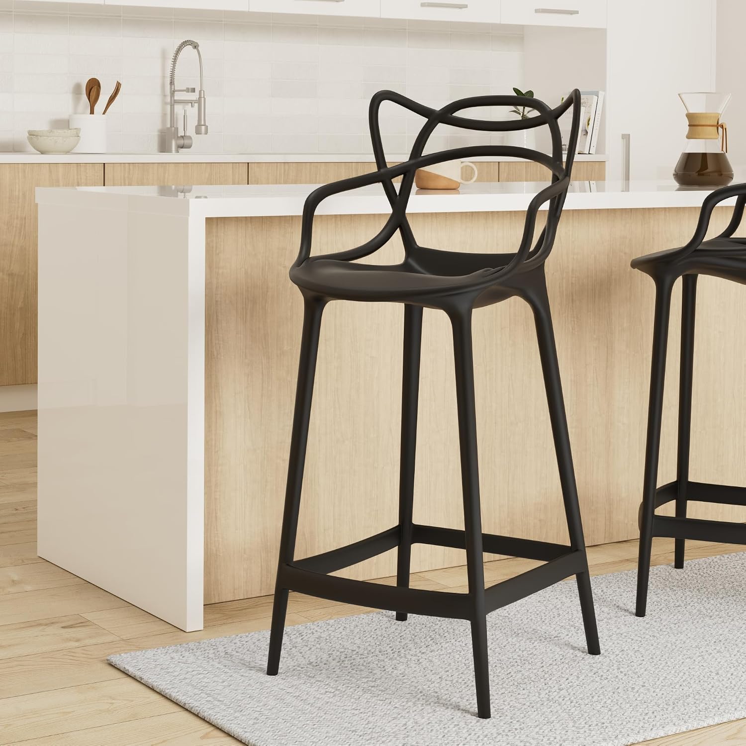 Kartell Masters Stool by Philippe Starck with Eugeni Quitllet, Pack of 1, Opaque Black