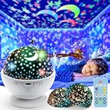 Night Light Projector&comma;Night Light for Kids Room with Remote and Timer&comma;360° Rotation&comma;3 Projection Films&comma;18 Light Modes&comma;8 Lullaby Songs&comma;Kids Night Lamp&comma; Birthday Christmas Gifts for Boys Girls &lpar;White&rpar;
