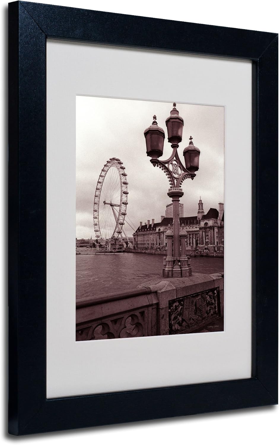 Trademark Fine Art London Eye 2 by Kathy Yates Matted Framed Art with Black Frame, 11 by 14-Inch 14"L x 11"W