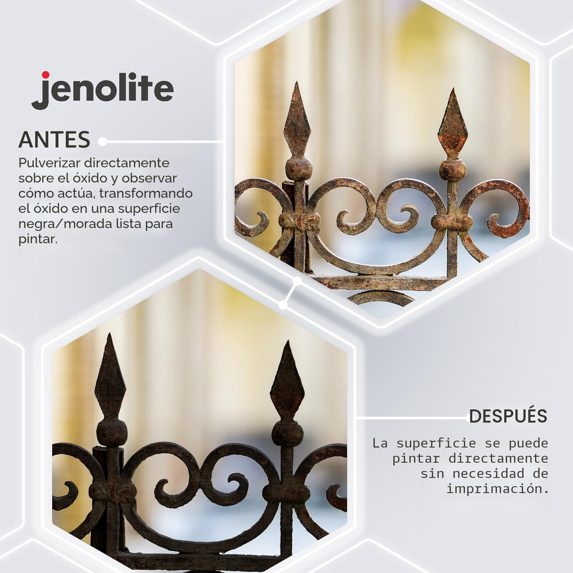 JENOLITE Convertidor de Óxido | 1 Litro | TRATAMIENTO DE ÓXIDO | Convertidor de óxido Ideal para Autos y Metal | Oxidado, Convertidor e Imprimación | Fórmula a base de agua transformidor de oxido