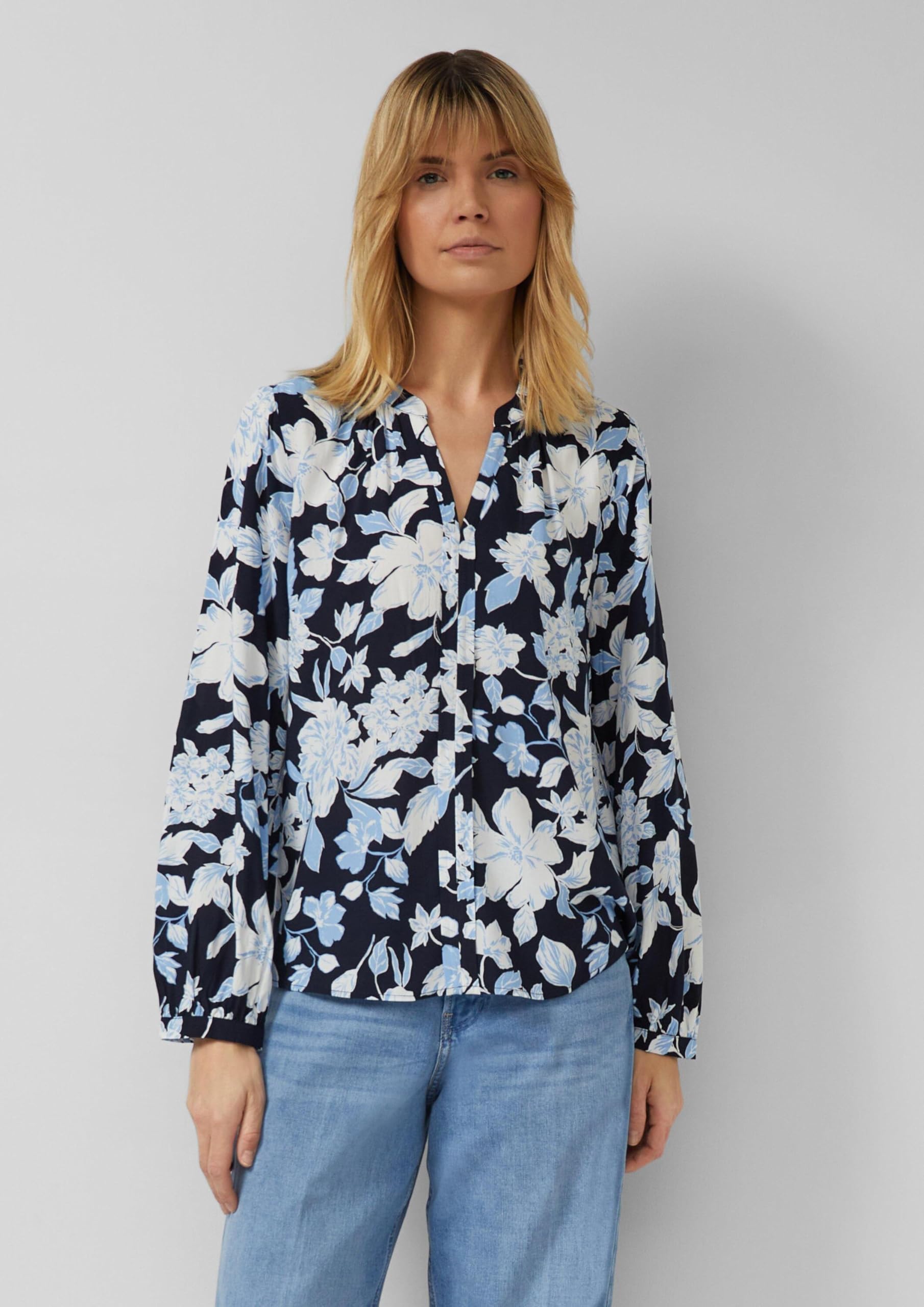 s.Oliver Damen 2174662 Bluse Langarm mit Allover Muster (1er Pack)
