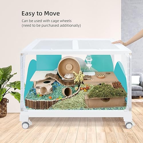 Miniatura 6 de Niteangel Accesorios para jaula de hámster apilable, ruedas o soportes apilables o tablero de vidrio de repuesto para ratones de hámster u otras