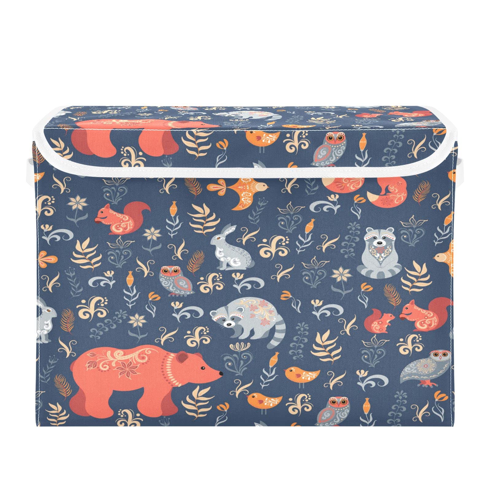 Blueangle Collapsible Storage Boxes 1 Pack, Fairy Tale Forest Storage Baskets with Lids and Handle for Home Bedroom Closet Office（271）