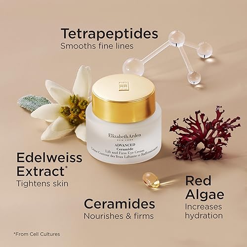 Miniatura 6 de Elizabeth Arden Advanced Ceramide Lift and Firm Eye Cream, fórmula hidratante para reducir arrugas debajo de los ojos, hinchazón y patas de gallo,