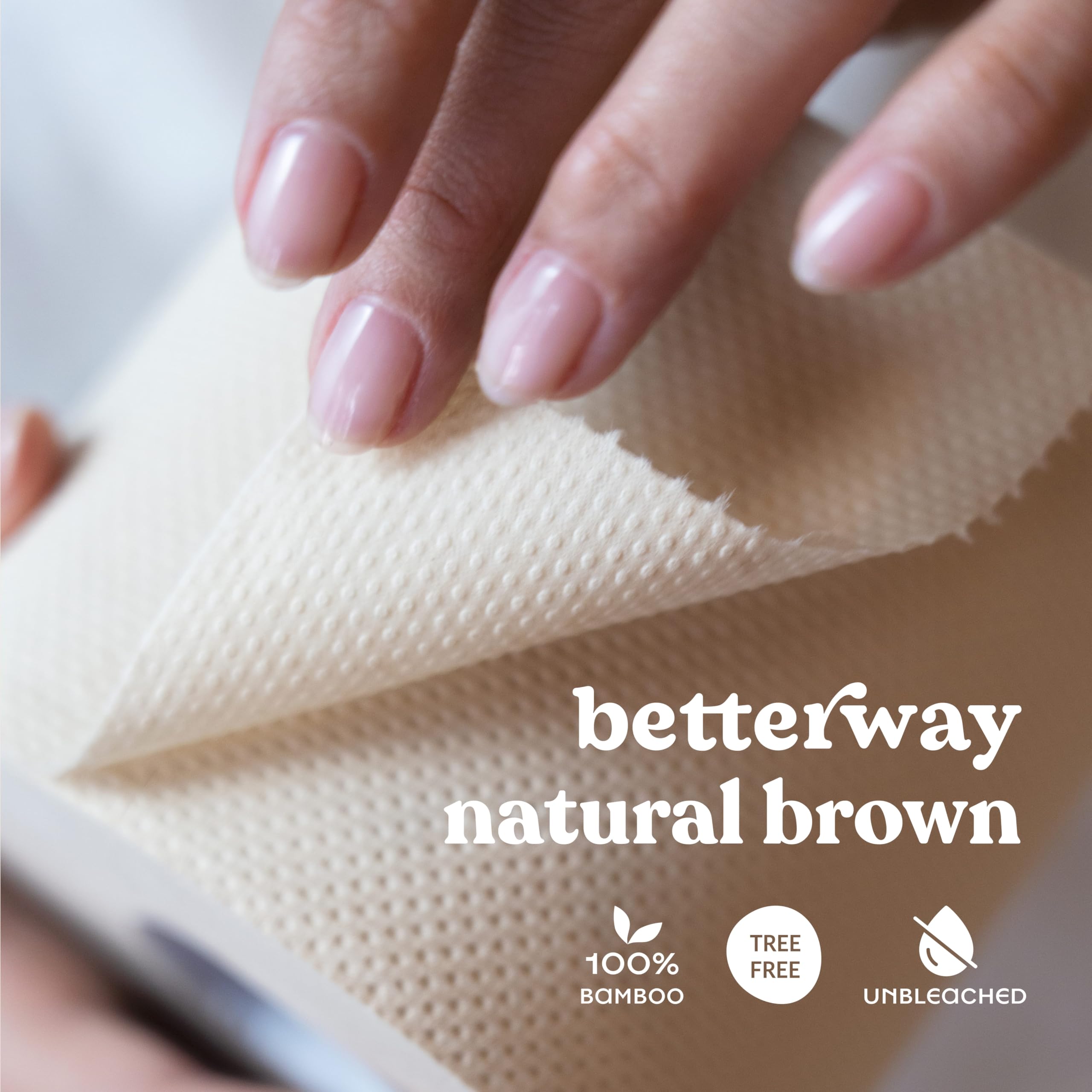 Betterway Rollos de papel higiénico de bambú sin blanquear, papel higiénico ecológico de 3 capas, 12 rollos de larga duración, 360 hojas/rollo, orgánico, certificado FSC, TP seguro séptico, sin