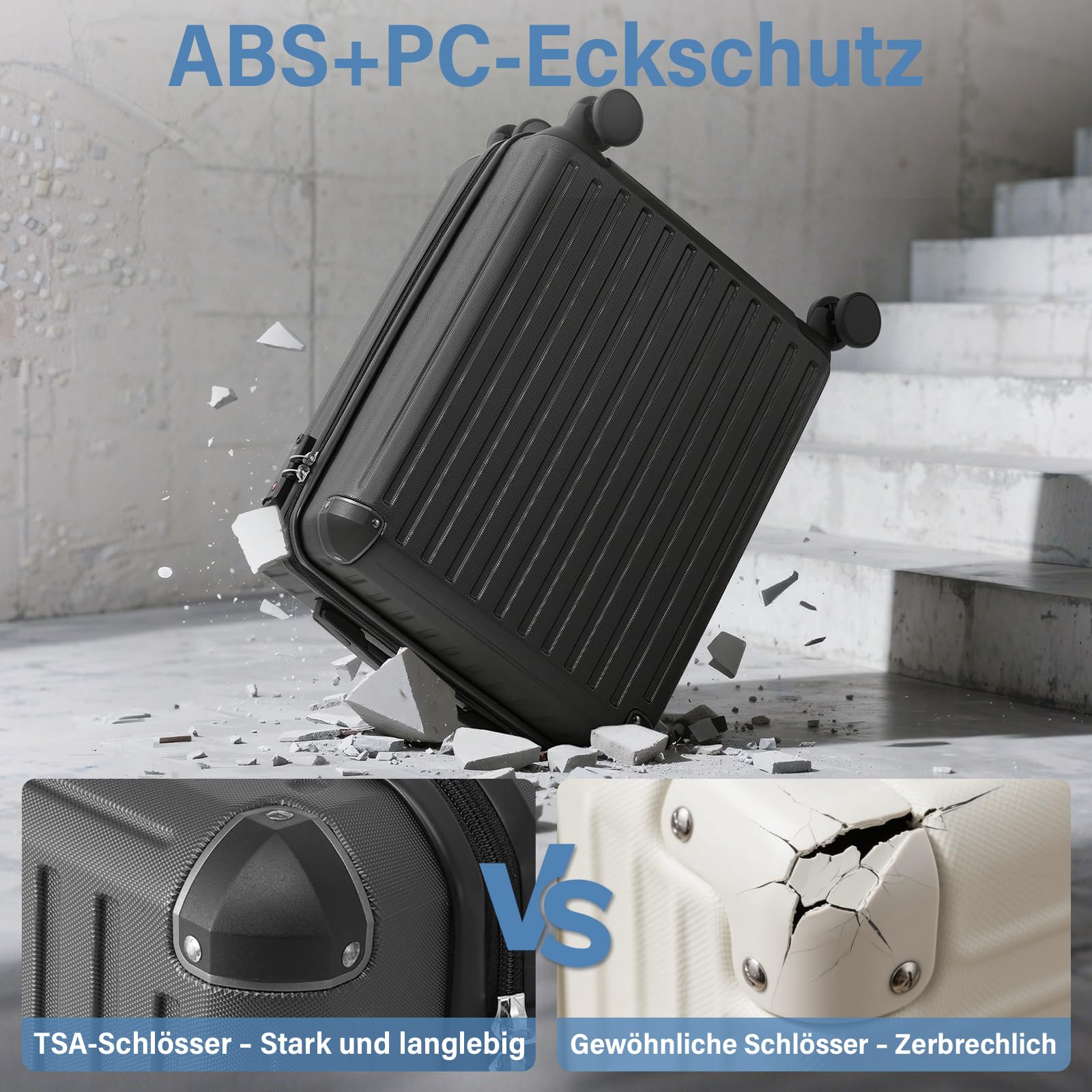 COOLIFE Handgepäck Koffer 55X40X20cm und Kabinen Rucksack 20L(40X25X20cm) Set für Ryanair & Easyjet Flugzeug Handgepäck Kabinengepäck Hartschlagenkoffer Reiserucksack Klein mit TSA-Schloss