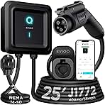 EVIQO Level 2 EV Charger 40 Amp - 9.6 kW 240V Wall Home EV Charger Level 2, NEMA 14-50 Plug, J1772 25' Cable - Enhanced Wi-Fi – UL, ETL Certified EVSE, Smart Electric Vehicle Charging Stations – GEN 2