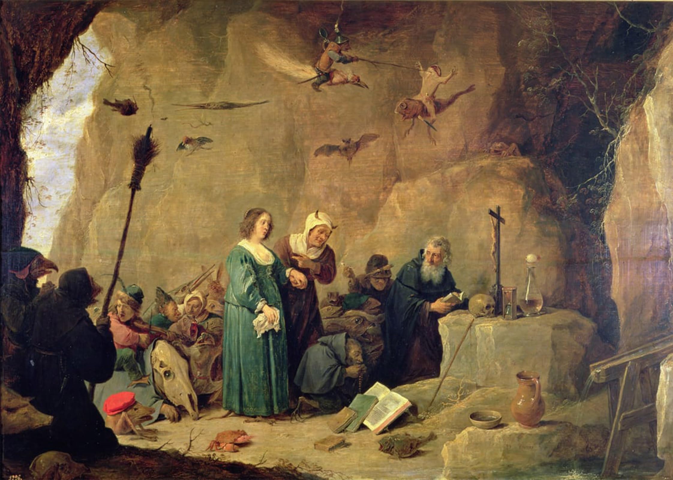 HRJUBWREE Vintage Poster Photo Wall Print Mural Artwork the Temptation of by David Teniers the Younger Art Prints Painting for Home Decor 60x90cm
