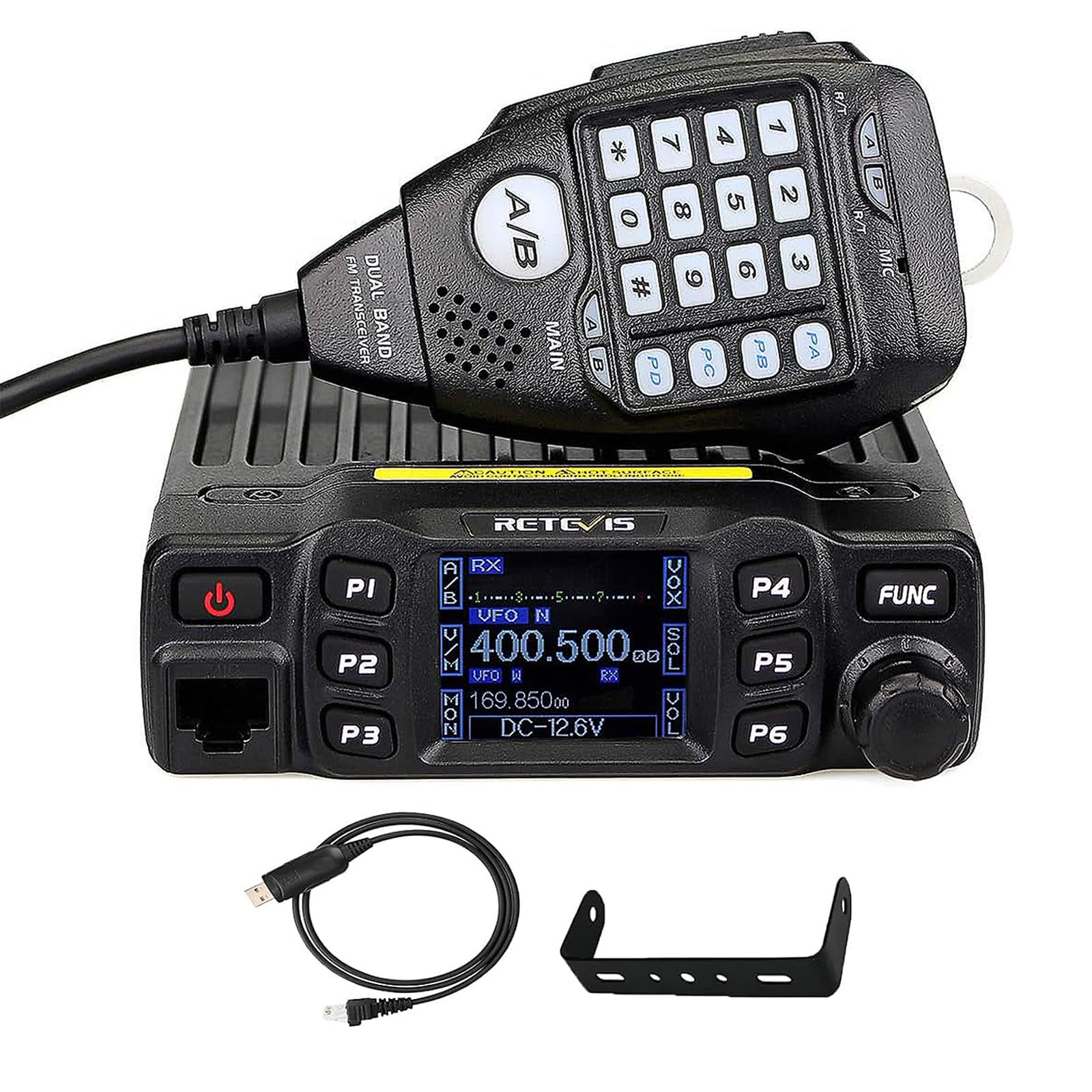 Retevis RT95 Dual Band Mobile Radio Dual Speaker Ricetrasmettitore portatile 200 Canali Display LCD girevole 180 Gradi 2 m 70 cm Mini Mobile Radio bidirezionale per RV 4x4 Offroad (1 Pack)