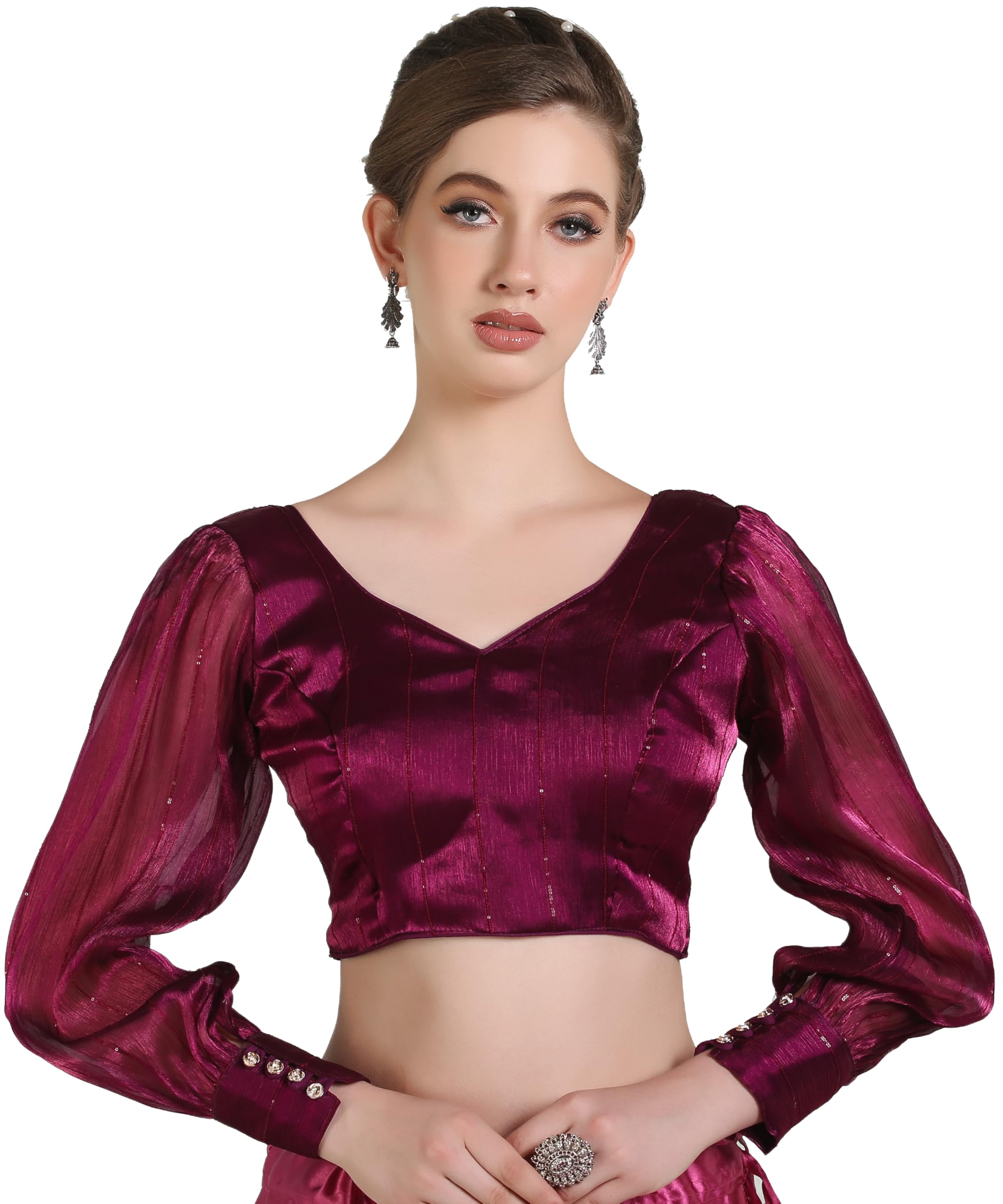 Pujia Mills Latest Collection Of 2025 Indian Ethnic Wear Spaghetti Rama Color Stylish Readymade Choli Blouse