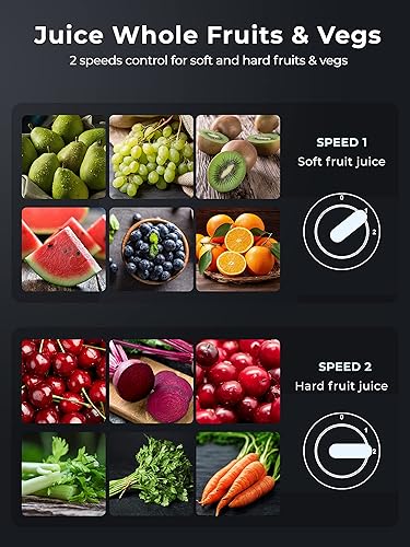 Miniatura 6 de Máquinas exprimidoras, máquina extractor de jugo centrífuga de potencia máxima de 1300 W con boca ancha de 3.2 pulgadas para frutas y verduras