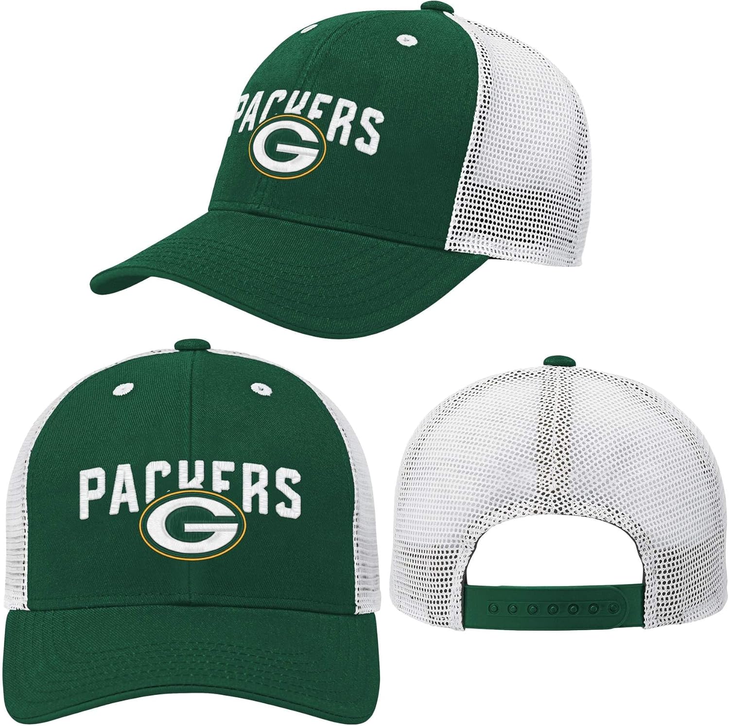 NFL Kids Youth 8-20 Official Primary Logo Wordmark Pre-Curved Mesh Trucker Snapback Hat Cap - One Size