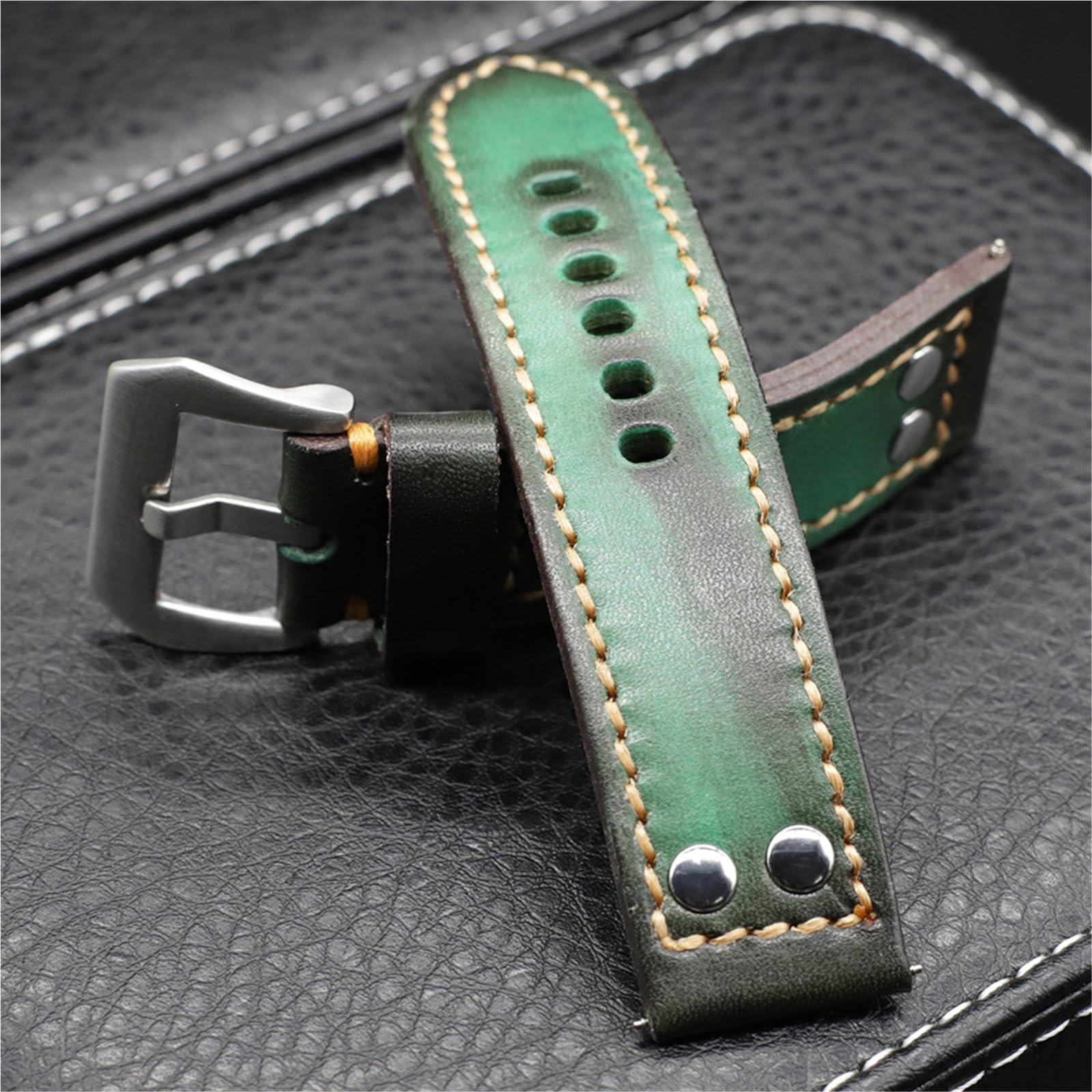 Cinturino per orologio in pelle vintage spesso 24 mm, cinturino casual retrò fatto a mano, vera pelle bovina da 4 mm