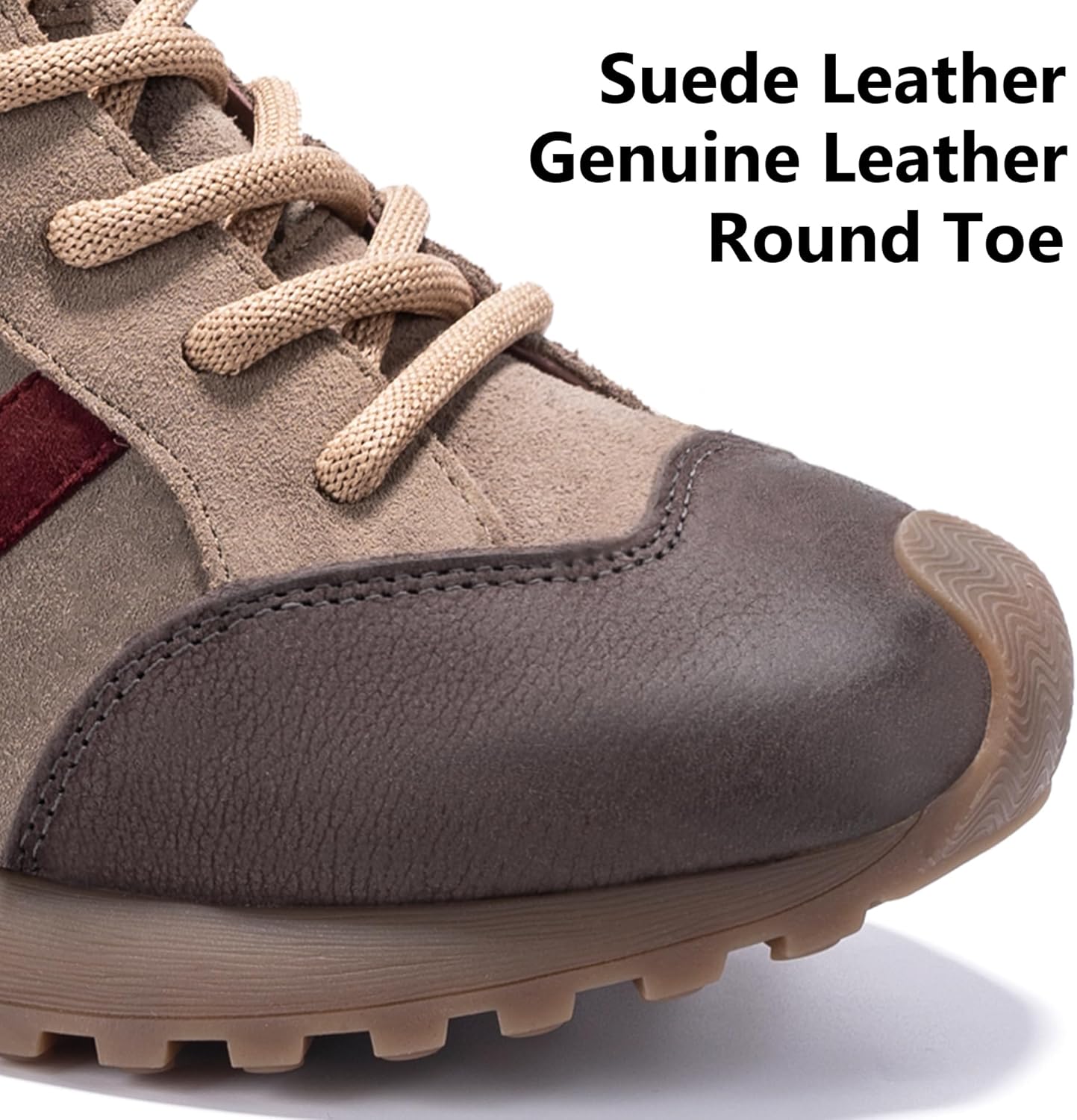 Women's Genuine Leather Fashion Sneakers, Retro Suede Patchwork Casual Walking Shoes, Comfortable Lightweight Low-Top Dress Sneakers for Women, Stylish Non-Slip Everyday Travel Shoes - Image 4