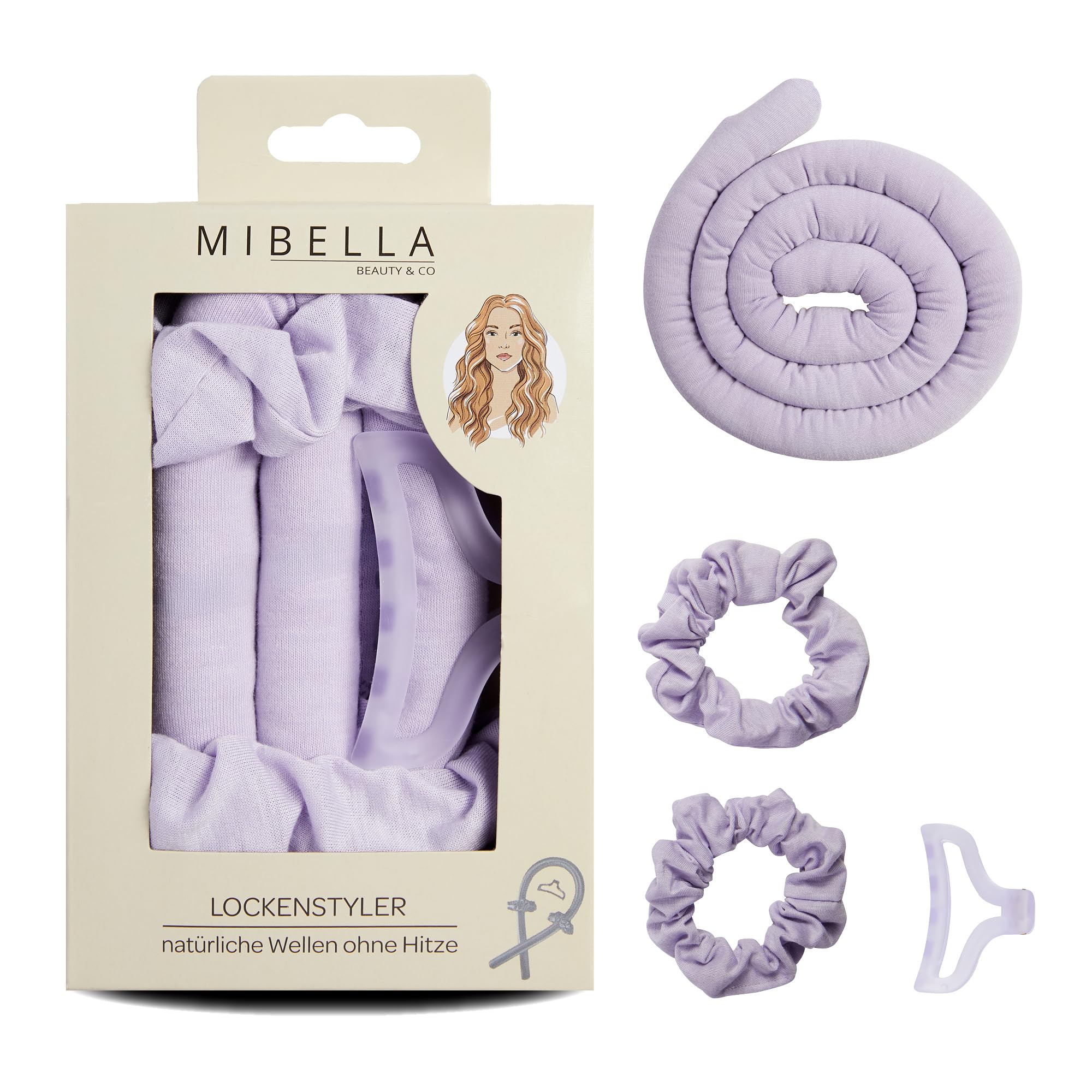 MIBELLA BEAUTY & CO Lokówka do włosów na noc bez wysokiej temperatury, zestaw fryzjerski do długich włosów – Heatless Curler do prostych loków bez wysokiej temperatury podczas snu – łatwa obsługa