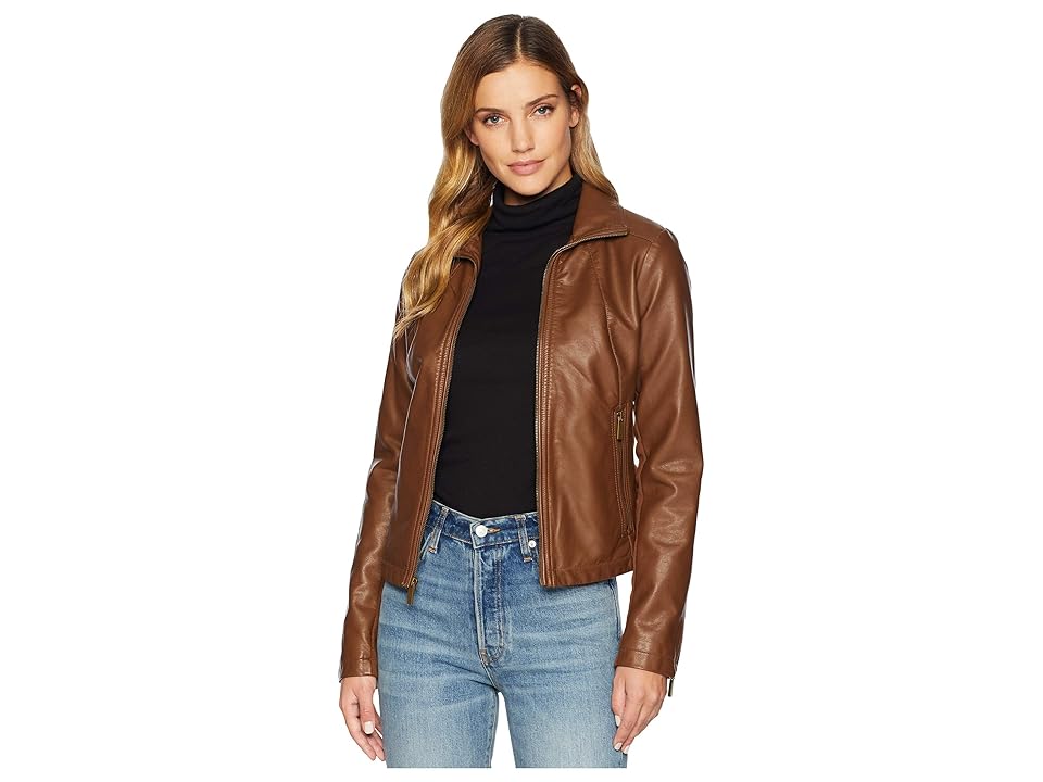 

Kenneth Cole New York PU Zip Front Jacket (Caramel) Women's Coat