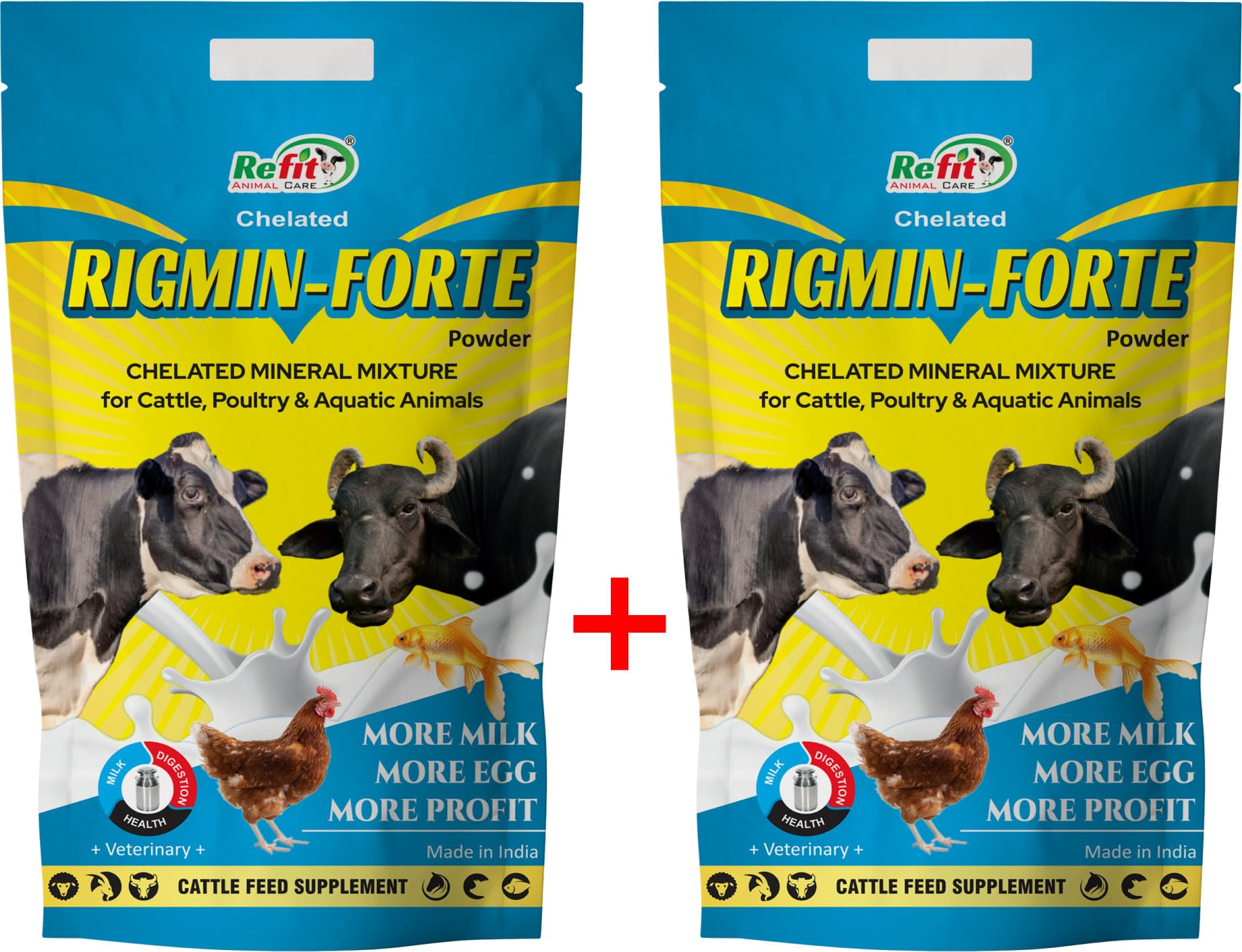 REFIT ANIMAL CARE Chelated Mineral Mixture for Cow, Cattle, Buffalo, Goat, Chicken, Broilers, Poultry and Other Livestock Animals, 2 kg Pouch, Rigmin Forte